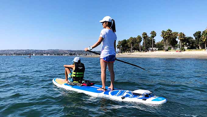 SUPで初めての2人乗り!